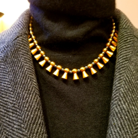 Victoria Varga Hematite Gold Toggle Choker - Picture 2 of 8